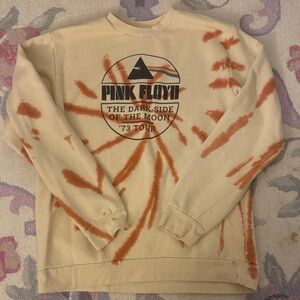 Pink Floyd Cream and Orange Tie-Dye Crewneck Sweater